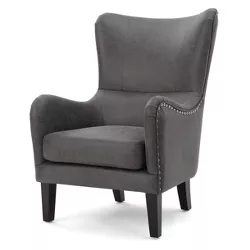 Lorenzo Upholstered High Back Studded Chair - Slate Gray - Christopher Knight Home