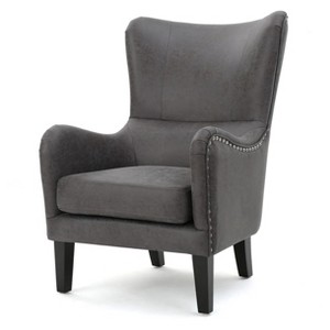 Lorenzo Upholstered High Back Studded Chair - Slate Gray - Christopher Knight Home, Grey Gray