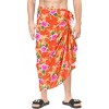 LA LEELA Men's Pareo Swimwear Cover Up Wrap Beach Lava Lava Summer Long Vacation Sarongs Hawaiian Sarong For Men One Size Orange, Floral - 2 of 4