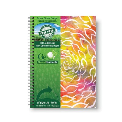 120 sheet 1 Subject Spiral Notebook 7"x5" Twisted Collection Watercolor Leaves Strokes 100% Tree Free - Geo SweetStainable