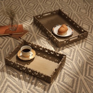 FONTOI Decorative Serving Tray with Handle Mango Wooden Tray Food Tray Bed Trays for Eating, Coffee Table, Home Decor, Brown 18"* 12"*2.5" - 1 of 4