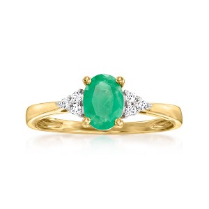 Ross-Simons 0.60 Carat Emerald Ring With Diamond Accents in 14kt Yellow Gold - 1 of 4