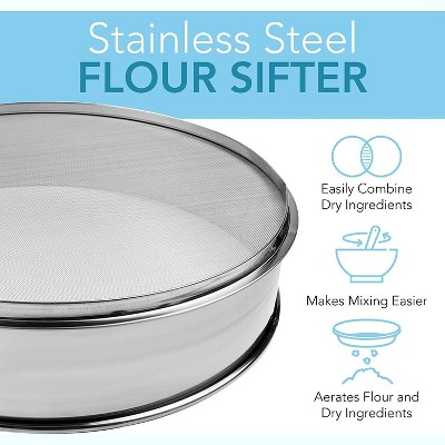 Stainless Steel Heavy Duty Flour Sifter with Fine Mesh