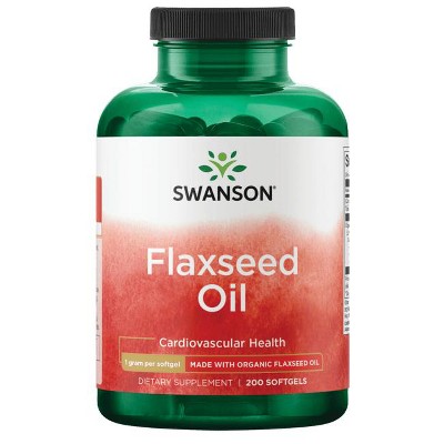 Swanson Flaxseed Oil Made with Organic Flaxseed Oil 1 G 200 Softgels.