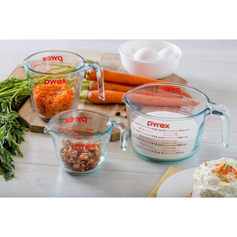 Pyrex Glass Measuring Cup Set (3-Piece, Microwave and Oven Safe),Clear, 4 of 6