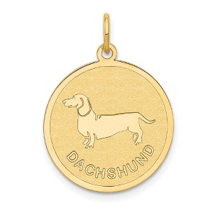 Black Bow Jewelry 14k Yellow Gold Laser Etched Dachshund Disc Pendant, 19mm - 1 of 4
