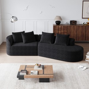 112'' Oversized Modular Sectional Sofa with Chenille Upholstery, 4-Seater Deep & Wide Couch with Curved Design, Free Combination Sofa for Living Room - 1 of 4