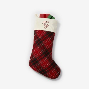 Personalization Mall Festive Velvet Plaid Bow Christmas Stocking - 1 of 1