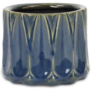 Cheung's Tasselea Geometric Themed Round Ceramic Pot- Small - Blue - 1 of 3