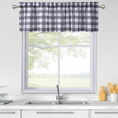 Buffalo Check Gingham Print Rod Pocket Short Kitchen Curtains