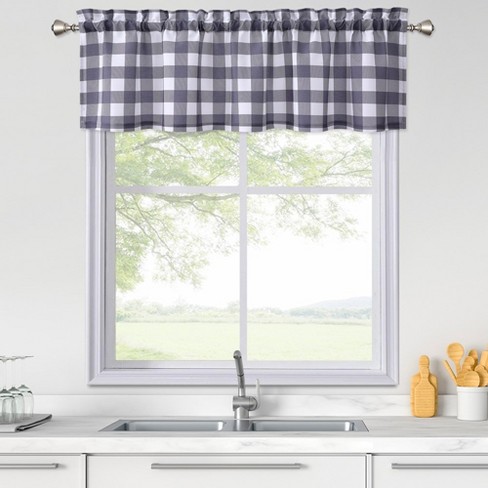 Buffalo Check Gingham Print Rod Pocket Short Kitchen Curtains - image 1 of 4