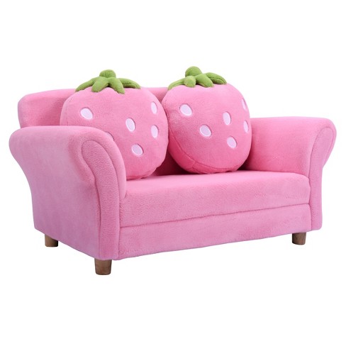 Armrest W/ Target Sponge Pink Sofa : Cute Kids Upholstered Sofa Strawbwrry Filler Tangkula Lounge