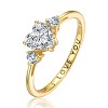 Guili Sterling Silver 14k Gold Plated Heart and Round Clear Moissanite Three-Stone "I Love You" Ring - Available in sizes 6, 7, and 8 - 2 of 2