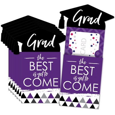 Big Dot of Happiness Purple Grad - Best is Yet to Come - Purple Graduation Party Money and Gift Card Sleeves - Nifty Gifty Card Holders - Set of 8