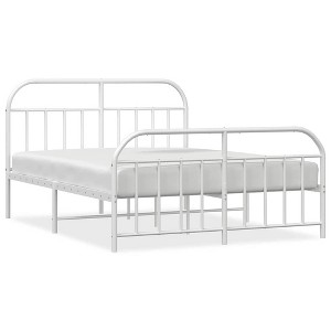 vidaXL 12" White California King Metal Bed Frame with Headboard & Footboard No Mattress - 1 of 4
