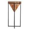 The Urban Port 30" Pyramid Shape Wooden Side Table with Cross Metal Base Brown/Black - 3 of 4