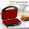 OSTBA Sandwich Maker, 2 Slice Grilled Cheese Toaster with Non-Stick Grill Plates, 750W, Cool-Touch Handle, Indicator Lights, Easy to Clean & Store - 4 of 4