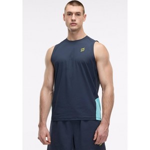 Peloton Men's Grid Jacquard Colorblock Tank, Blue Nights - 1 of 4