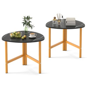 Tangkula 2PCS Triangle Coffee Table w/Metal Legs Industrial Center Table for Living Room - 1 of 4