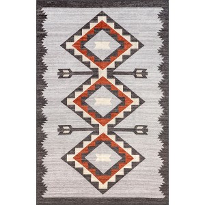 Nuloom Adilynn Aztec Pet Friendly Machine Washable Area Rug, 5' x 8', Grey - 1 of 4