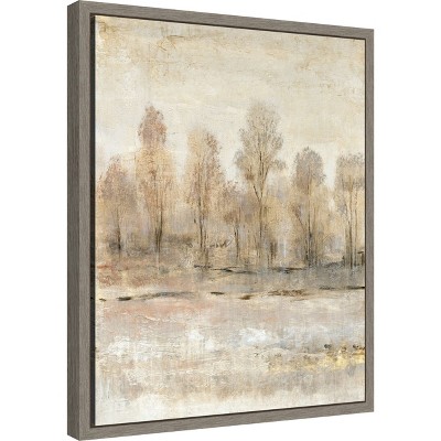 Earth Tones Abstract Landscape Canvas Print in Graywash Frame