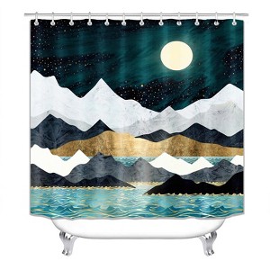 Ocean And Mountain Shower Curtains for Bathroom Waterproof Fabric Bath Curtain Durable Soft Stylish Bathroom Decor 72x72 Inch - 1 of 1