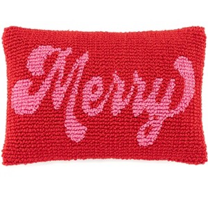 Shiraleah Pink and Red "Merry" Christmas Pillow - 1 of 3