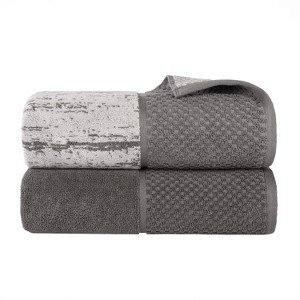 100% Cotton Medium Weight Two-Toned Jacquard and Solid Assorted Towel Set by Blue Nile Mills - 1 of 4