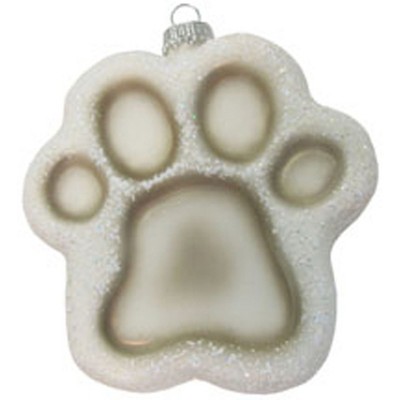 Christmas by Krebs 4-Inch Paw Print Glass Glittered Christmas Ornament