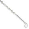 Black Bow Jewelry Sterling Silver FW Cultured Pearl and Heart Anklet, 9-10 Inch - 2 of 4