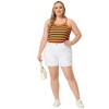 Agnes Orinda Women's Plus Size Stripe Crew Neck Sleeveless Stretch Camisole - 3 of 4