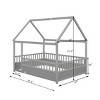 Wooden Floor Bed with Fence Guardrails and House Roof Frame, Pine Frame for Kids Bedroom Safety and Imaginative Play - Baofuwish - 4 of 4