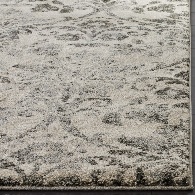Gray Floral Motif Hand-Knotted Synthetic Shag Rug 9' x 12'