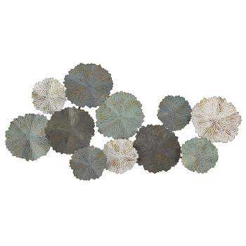 LuxenHome 48-Inch Multi-Color Metal Flowers Modern Wall Decor Gray