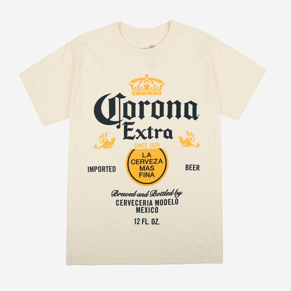 Mens Corona hort leeve Graphic T-hirt - Beige