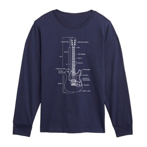 Boys' - Instant Message - Guitar Diagram Long Sleeve Graphic T-Shirt - 1 of 4