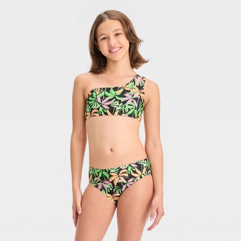 Teen Girls Allover Floral Print Bikini Swimsuit