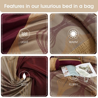 Queen Wine and Gold Microfiber 7-Piece Comforter Set