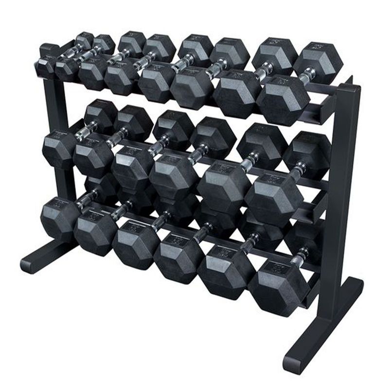 Body Solid 3 Tier Horizontal Dumbbell Rack with Heavy Gauge Steel Construction and Welded Tubing Feature for Sports and Workout Equipment, 3 of 7