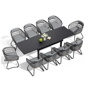 Crestlive Products Modern Aluminum Outdoor Dining sets Expandable Patio Dining Table with arm chairs for 4-10 People Outside - 1 of 4