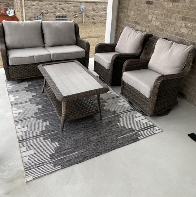 6' x 9' Graphic Steps Outdoor Rug Black - Threshold™