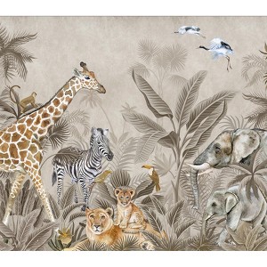 Veer Decor Safari Tales Taupe Wall Mural - 1 of 2