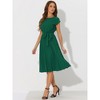 Allegra K Women's Pleated Crew Neck Cap Sleeve Tie Waist A-Line Dresses - 2 of 4