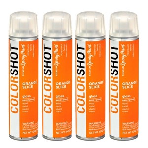 Colorshot Spray Paint Gloss Orange Slice 10oz 4pk Value Set Orange: Acrylic Exterior Paint & Primer, Fast Drying - 1 of 4