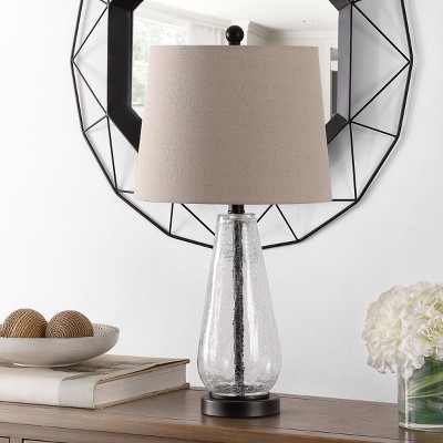Naila 25.5" Clear Glass Table Lamp with Beige Shade