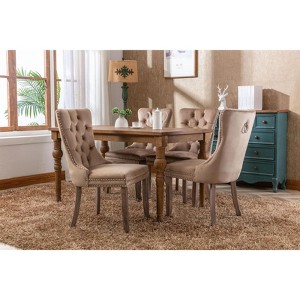 VASIP Set of 2 Modern Tufted Velvet Dining Chairs with Wood Legs & Nailhead Trim – for Kitchen, Living Room - 1 of 4