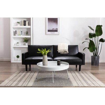 Room Essentials Target Black Couch Black Faux Leather Futon Sofa
