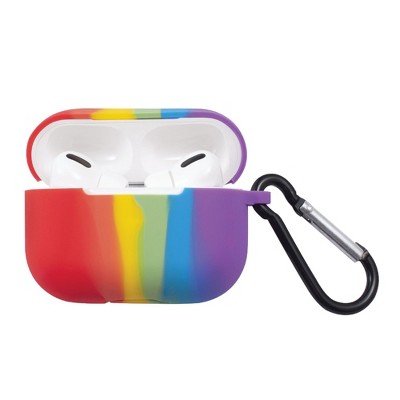 Insten Case Compatible with AirPods Pro - Protective Silicone Skin Cover with Keychain, Rainbow Pride