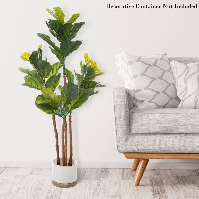 Fiddle Leaf Fig Artificial Tree - 50-Inch Potted Faux Plant with Natural Feel Leaves for Office or Home Decor - Realistic Indoor Plants by Pure Garden, 2 of 6