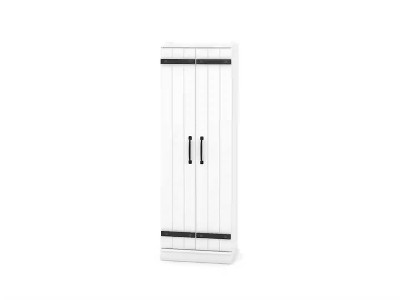 Soft White Tall Kitchen Pantry Cabinet with Adjustable Shelves